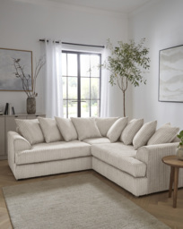 Ferguson Jumbo Cord Corner Sofa Cream - thumbnail 1