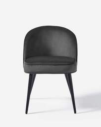 Bodie Table with 4 Emilie Velvet Chairs Black/Charcoal - thumbnail 3