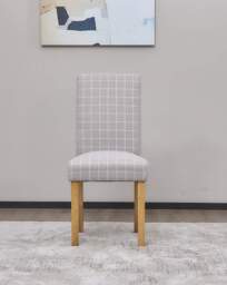 Ava Pair of Checked Dining Chairs Grey/Natural - JD Williams - thumbnail 3