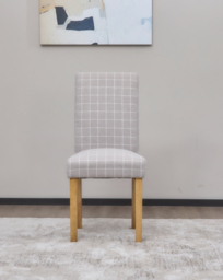 Ava Pair of Checked Dining Chairs Grey/Natural - JD Williams