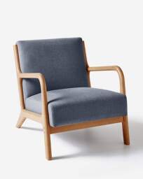 Fletcher Wooden Accent Chair Blue - JD Williams - thumbnail 2
