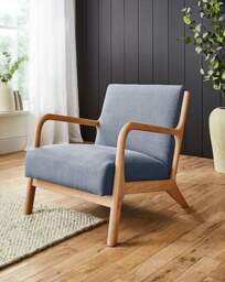 Fletcher Wooden Accent Chair Blue - JD Williams