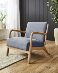 Fletcher Wooden Accent Chair Blue - JD Williams - thumbnail 1