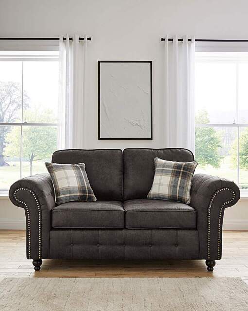 Oakland Faux Leather 2 Seater Sofa Black - image 1