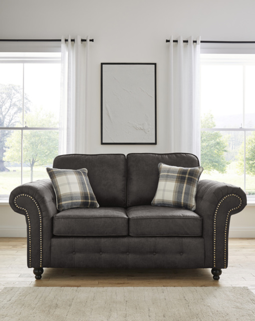 Oakland Faux Leather 2 Seater Sofa Black - image 1