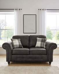 Oakland Faux Leather 2 Seater Sofa Black - thumbnail 1
