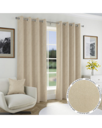 Chester Herringbone Eyelet Curtains Natural - Enhanced Living - Size: 117 x 137cm - thumbnail 1
