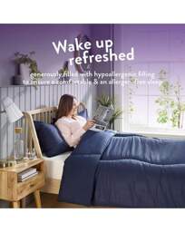 Slumberdown Herringbone 10.5 Tog Duvet Navy - Slumberdown - Size: SINGLE - thumbnail 4