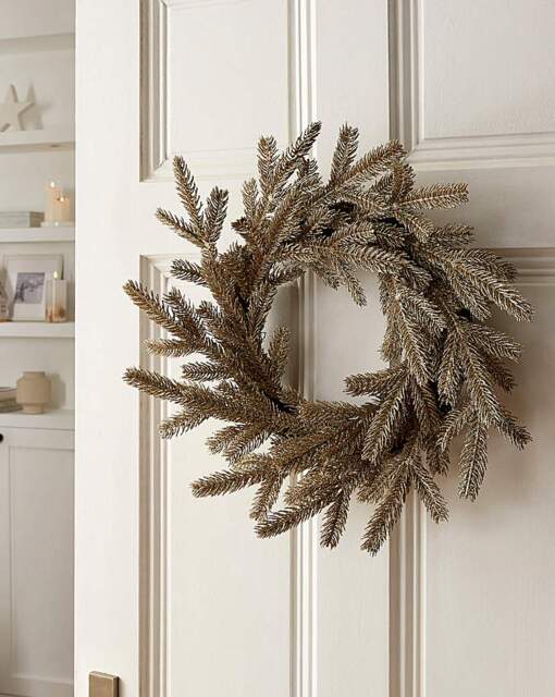 Champagne Glitter Fir Wreath 50cm Champagne - FESTIVE - image 1