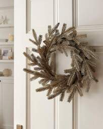 Champagne Glitter Fir Wreath 50cm Champagne - FESTIVE - thumbnail 1