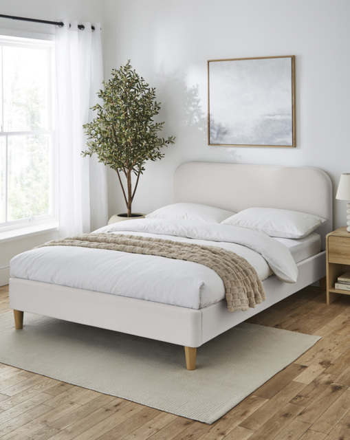 Emery Fabric Bed with 3 Layer Mattress Natural - JD Williams - Size: SINGLE - image 1