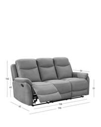 Aspull Manual Recliner 3 Seater Sofa Taupe - JD Williams - thumbnail 4