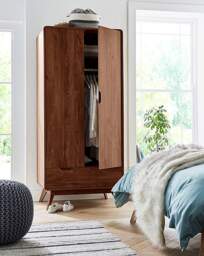 Oslo 2 Door 1 Drawer Wardrobe Walnut - JD Williams - thumbnail 3