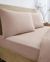 Pure Cotton 200TC 30cm Fitted Sheet Dusky Pink - JD Williams - Size: SINGLE