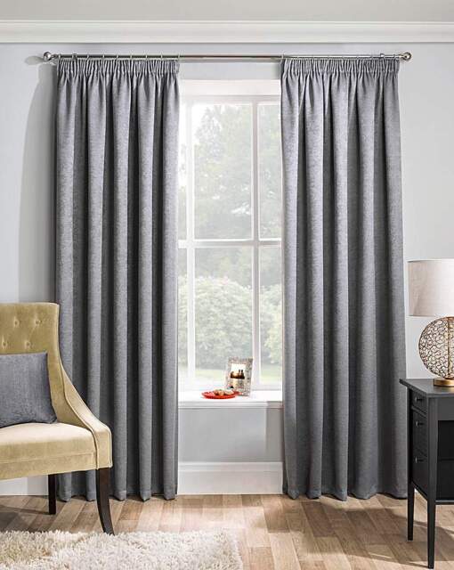 Matrix Pencil Pleat Thermal Curtain Grey - Enhanced Living - Size: 167 x 137cm - image 1