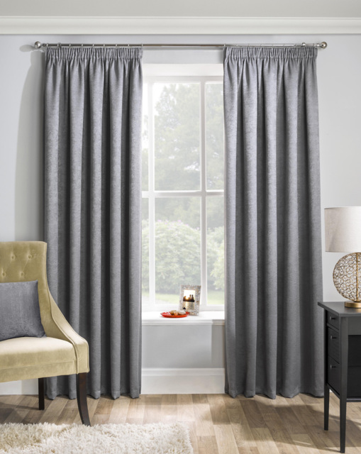 Matrix Pencil Pleat Thermal Curtain Grey - Enhanced Living - Size: 167 x 137cm - image 1
