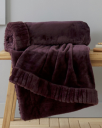 Velvet Faux Fur Cosy Throw Plum - Catherine Lansfield - Size: 150X200