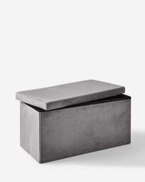 Velvet Foldable Storage Ottoman Grey - JD Williams - thumbnail 5