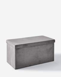 Velvet Foldable Storage Ottoman Grey - JD Williams - thumbnail 3