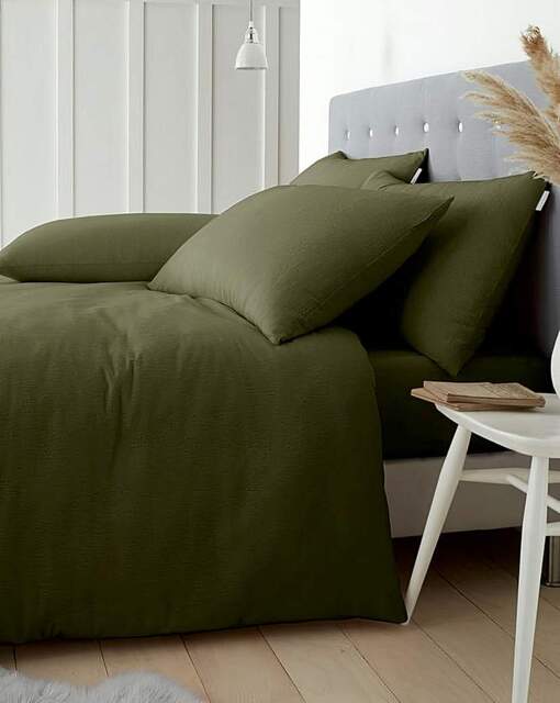 Catherine Lansfield Cotton Duvet Set Green - Catherine Lansfield - Size: SINGLE - image 1
