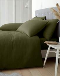 Catherine Lansfield Cotton Duvet Set Green - Catherine Lansfield - Size: SINGLE - thumbnail 1