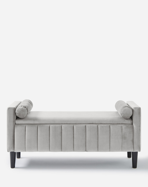 Eloise Winged Velvet Storage Ottoman Pewter - JD Williams - image 1