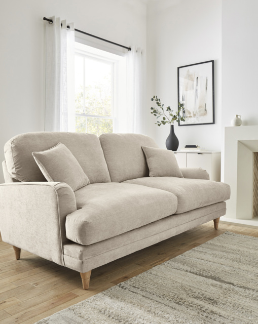 Azra Chenille 3 Seater Sofa Cream - JD Williams - image 1