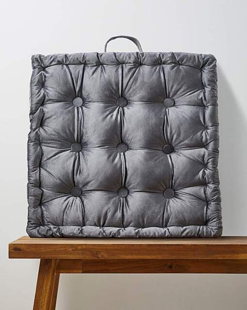 Velvet Padded Seat Cushion Charcoal - JD Williams - Size: EACH - image 1