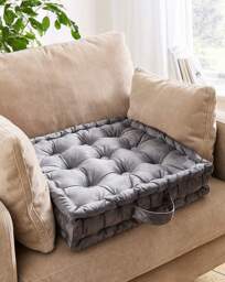 Velvet Padded Seat Cushion Charcoal - JD Williams - Size: EACH - thumbnail 3