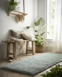Chicago Shaggy Runner Sage Green - JD Williams - Size: 67X200