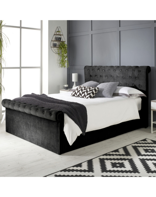 Aspire Chesterfld Side Ottoman Bed Black - Aspire - Size: SML DBLE