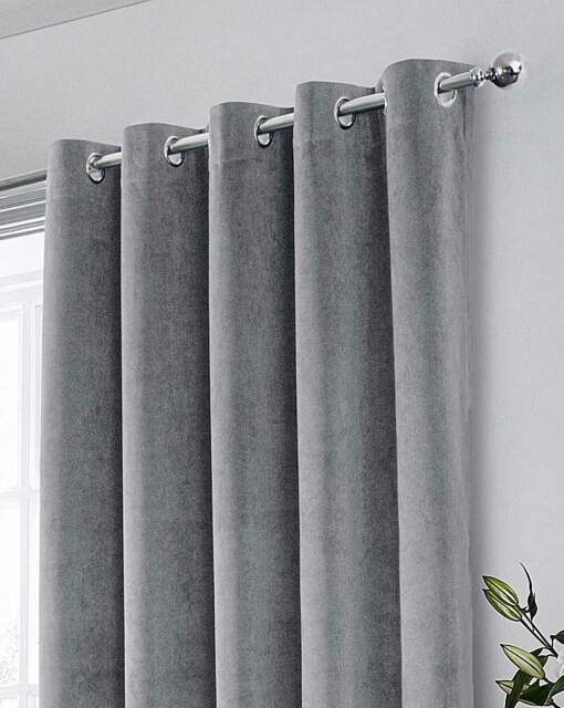 Hampton Velvet Curtain Grey - Enhanced Living - Size: 167 x 137cm - image 1