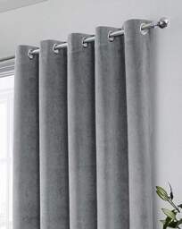Hampton Velvet Curtain Grey - Enhanced Living - Size: 167 x 137cm - thumbnail 1
