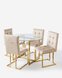 Joanna Hope Fallon 4 Seater Dining Set Champagne/Gold - Joanna Hope - thumbnail 5