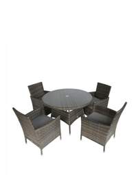 4 Seater Rattan Dining Set Grey - Charles Bentley - thumbnail 3