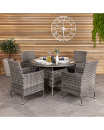 4 Seater Rattan Dining Set Grey - Charles Bentley