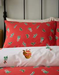 CL Christmas Robins Duvet Cover Set RED - Catherine Lansfield - Size: SINGLE - thumbnail 5