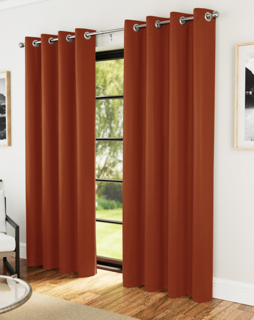 Supersoft Eyelet Curtains Orange - Enhanced Living - Size: 229 x 229cm - image 1