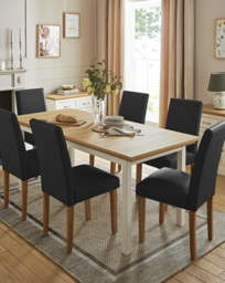 Ashford Extendable Table and Ava Leather Cream/Black - Julipa