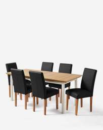 Ashford Extendable Table and Ava Leather Cream/Black - Julipa - thumbnail 2