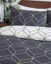 Oberon Duvet Cover Set Monochrome - At Home Collection - Size: SINGLE - thumbnail 3