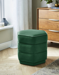 Blakely Velvet Hexagon Storage Ottoman Green - JD Williams