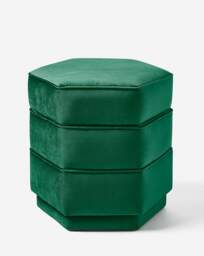 Blakely Velvet Hexagon Storage Ottoman Green - JD Williams - thumbnail 4