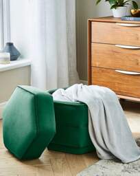 Blakely Velvet Hexagon Storage Ottoman Green - JD Williams - thumbnail 3