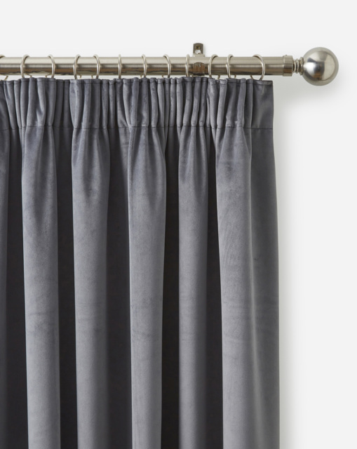 Velvet Pencil Pleat Curtains Charcoal - JD Williams - Size: 167 x 228cm - image 1