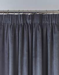Velvet Pencil Pleat Curtains Charcoal - JD Williams - Size: 167 x 228cm - thumbnail 3