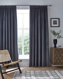 Velvet Pencil Pleat Curtains Charcoal - JD Williams - Size: 167 x 228cm - thumbnail 4