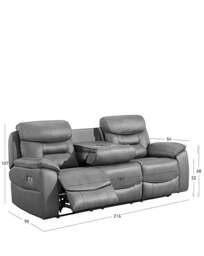 Horwich Power Recliner 3 Seater Sofa Grey - JD Williams - thumbnail 2