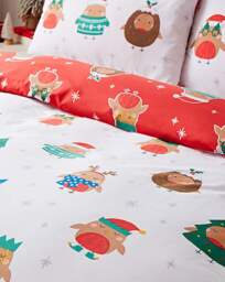 CL Christmas Party Robins Duvet Set White - Catherine Lansfield - Size: SINGLE - thumbnail 4