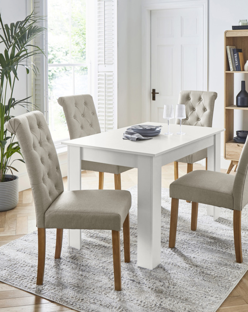 Dakota Dining Table with 4 Ava Chairs White/Natural - image 1
